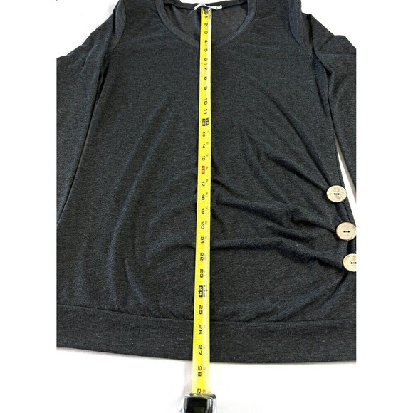 Shibever‎ Women Long Sleeve W/ Accent Buttons One Side, Small, Gray Soft LRC6-1 - Picture 4 of 7